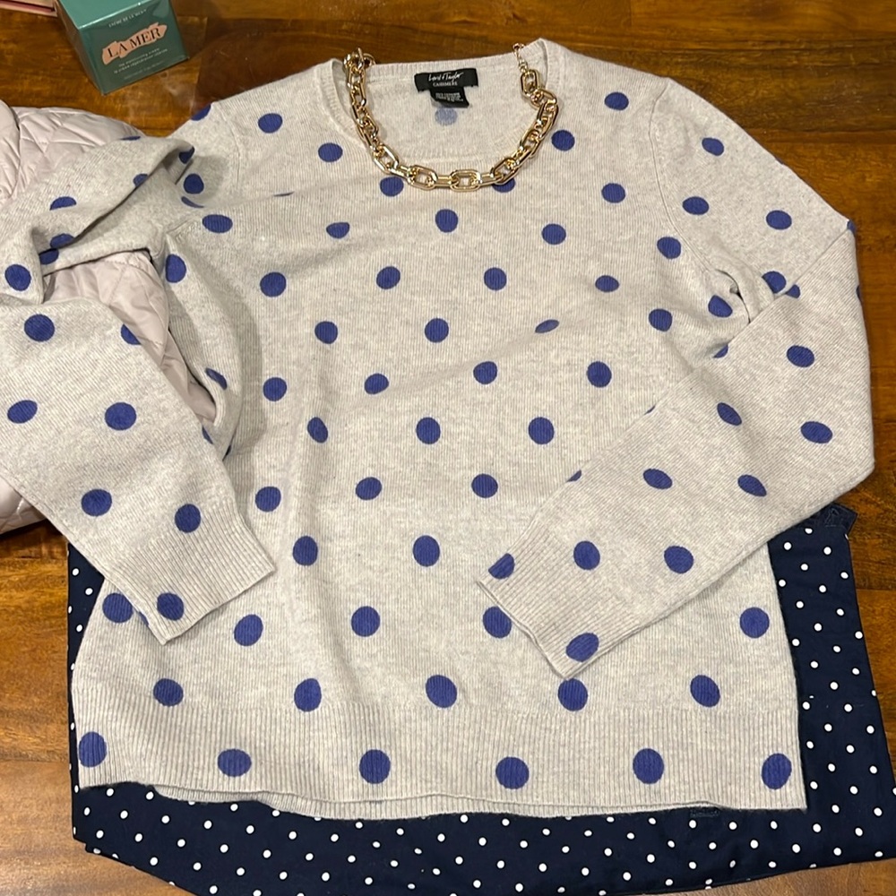 Lord & Taylor cashmere sweater with dots